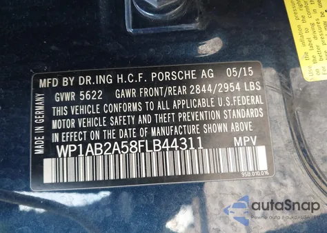 2015 Porsche Macan S из США, поврежденный, VIN WP1AB2A58FLB44311